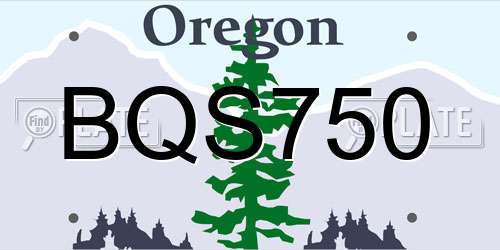 BQS750 Oregon License Plate