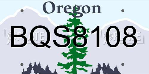 BQS8108 Oregon License Plate