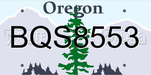 BQS8553 Oregon License Plate