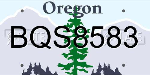 BQS8583 Oregon License Plate