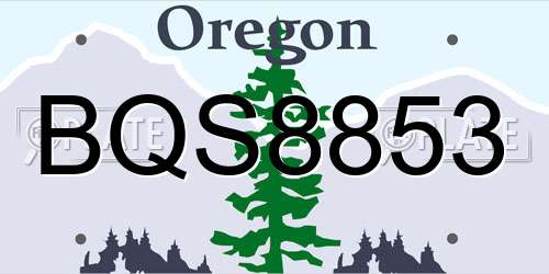 BQS8853 Oregon License Plate