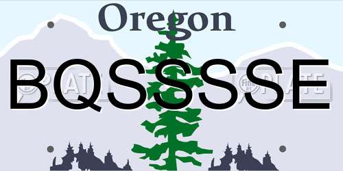 BQSSSSE Oregon License Plate