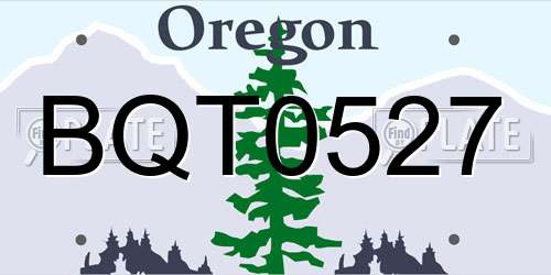 BQT0527 Oregon License Plate