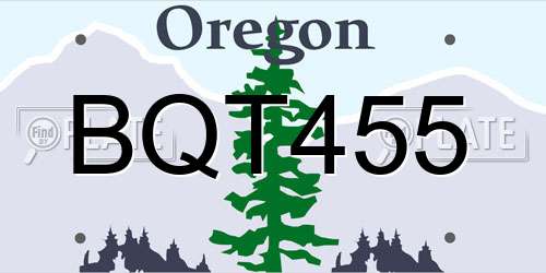 BQT455 Oregon License Plate