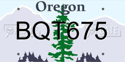 BQT675 Oregon License Plate
