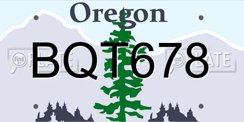 BQT678 Oregon License Plate
