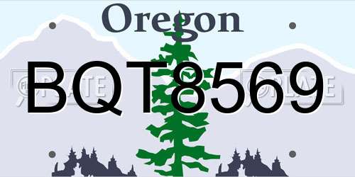 BQT8569 Oregon License Plate