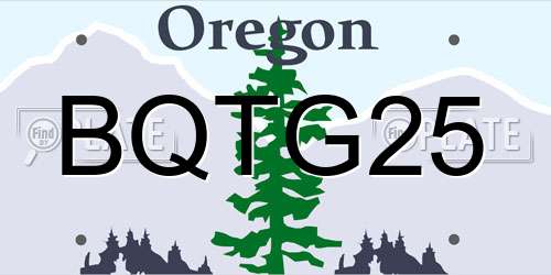 BQTG25 Oregon License Plate