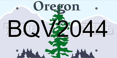 BQV2044 Oregon License Plate