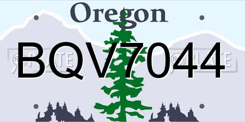 BQV7044 Oregon License Plate