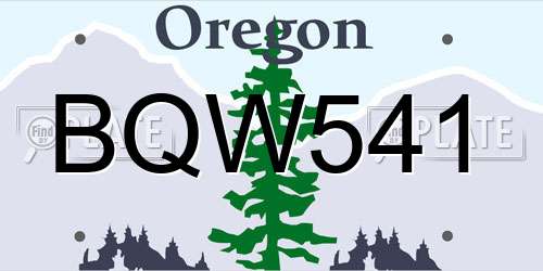 BQW541 Oregon License Plate