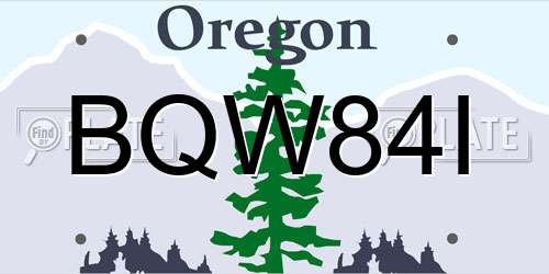 BQW84I Oregon License Plate