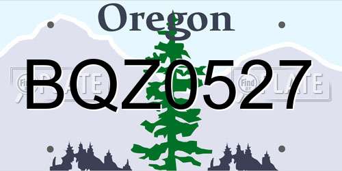 BQZ0527 Oregon License Plate