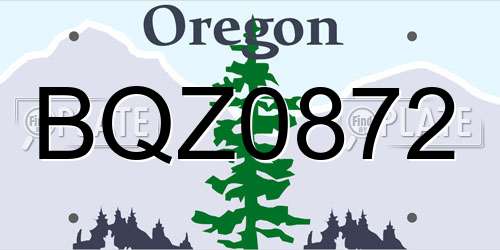 BQZ0872 Oregon License Plate