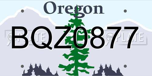 BQZ0877 Oregon License Plate