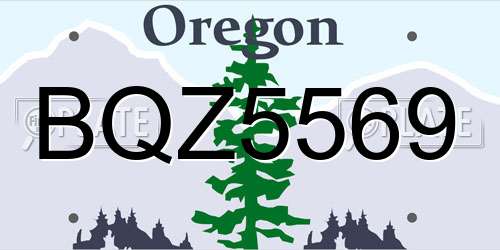 BQZ5569 Oregon License Plate