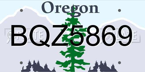 BQZ5869 Oregon License Plate