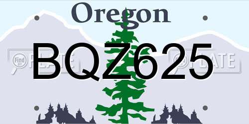 BQZ625 Oregon License Plate
