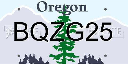 BQZG25 Oregon License Plate