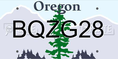 BQZG28 Oregon License Plate