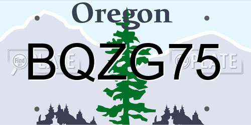 BQZG75 Oregon License Plate