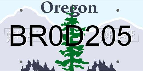 BR0D205 Oregon License Plate