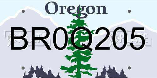 BR0Q205 Oregon License Plate