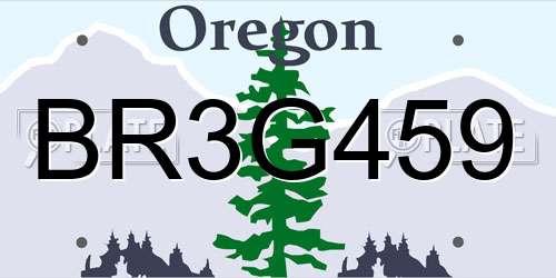 BR3G459 Oregon License Plate