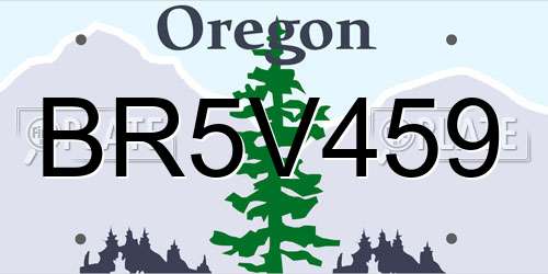BR5V459 Oregon License Plate