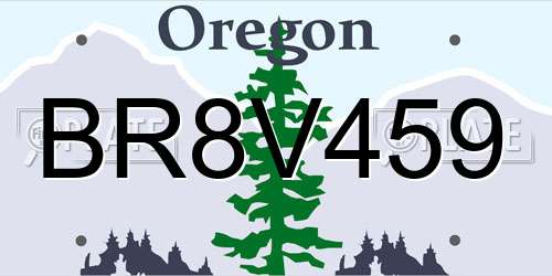BR8V459 Oregon License Plate