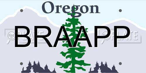 BRAAPP Oregon License Plate