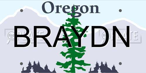 BRAYDN Oregon License Plate