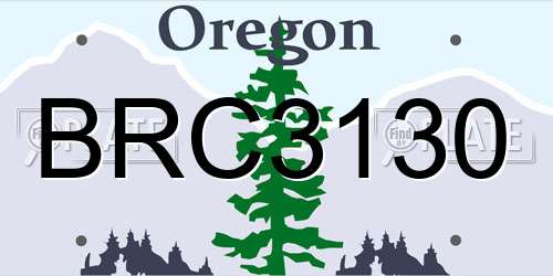 BRC3130 Oregon License Plate