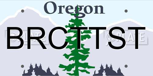 BRCTTST Oregon License Plate