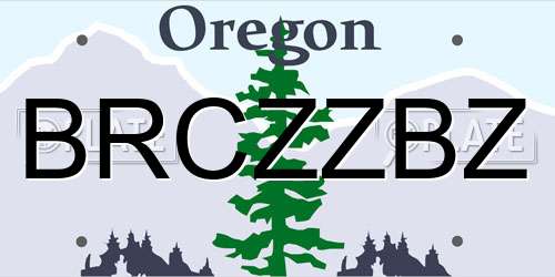 BRCZZBZ Oregon License Plate