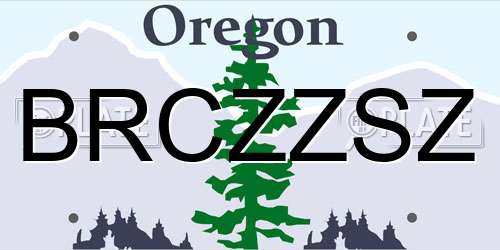 BRCZZSZ Oregon License Plate