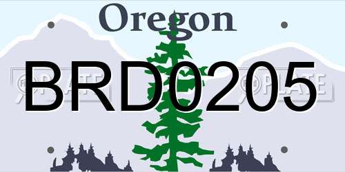 BRD0205 Oregon License Plate