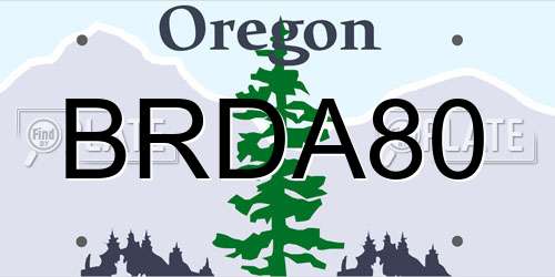 BRDA80 Oregon License Plate
