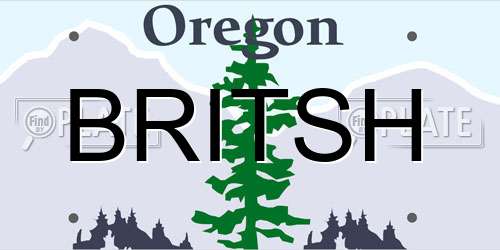 BRITSH Oregon License Plate