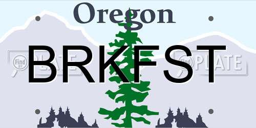 BRKFST Oregon License Plate