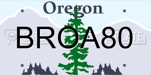 BROA80 Oregon License Plate