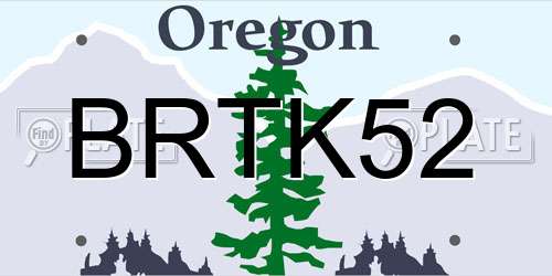 BRTK52 Oregon License Plate