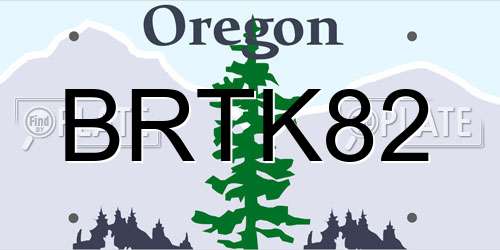 BRTK82 Oregon License Plate