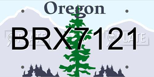 BRX7121 Oregon License Plate