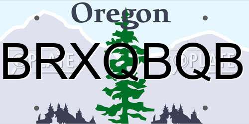 BRXQBQB Oregon License Plate