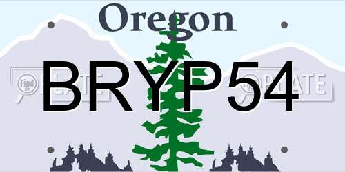 BRYP54 Oregon License Plate