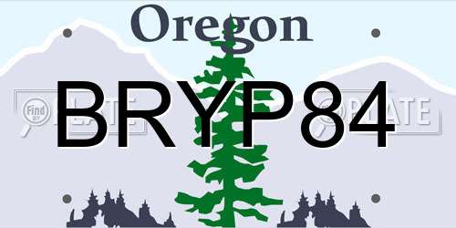 BRYP84 Oregon License Plate