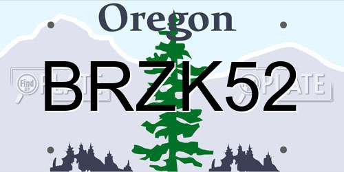 BRZK52 Oregon License Plate