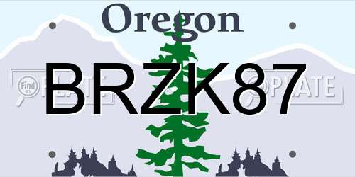BRZK87 Oregon License Plate