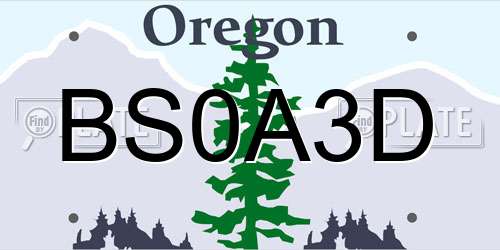 BS0A3D Oregon License Plate